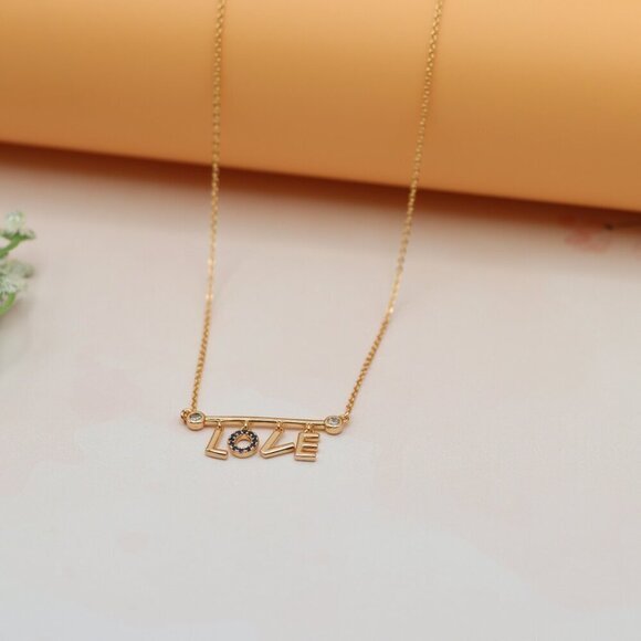 Elegant Rose Gold 'LOVE' Pendant Necklace with Dainty Chain, XPNL0197 - Picture 8 of 13